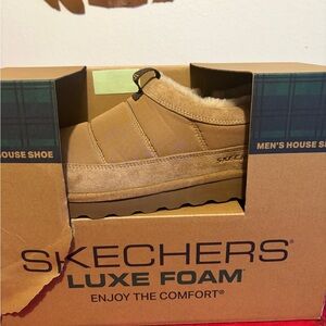 Skechers Men's Brown Luxe Foam Slip-Ons